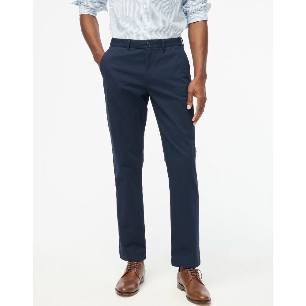 J.Crew Straight Fit TruTemp365 Chino Cotton Blend Pant Mens Navy W 36 L 32 NWT